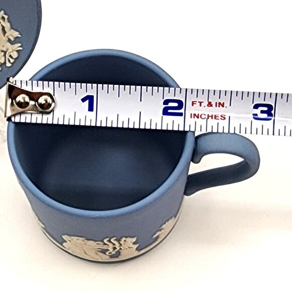 WEDGWOOD Vintage Blue Jasperware Tea Cup and Saucer Neoclassical Demitasse - Picture 9 of 10